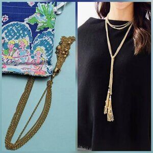 Lilly Pulitzer Caught  Up Necklace Gold Metallic Loungewear Statement Casual